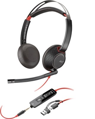 Poly Blackwire 5220 Stereo USB-C Headset +3.5mm Plug +USB-C/A Adapter 8X231AA POLY