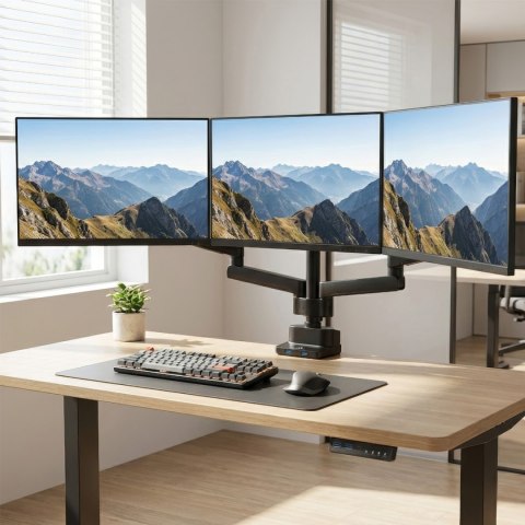 Uchwyt biurkowy na 3 monitory LCD LED z 2x USB 3.0 Maclean MC-811 17-27" 3x7kg vesa 75x75 oraz 100x100