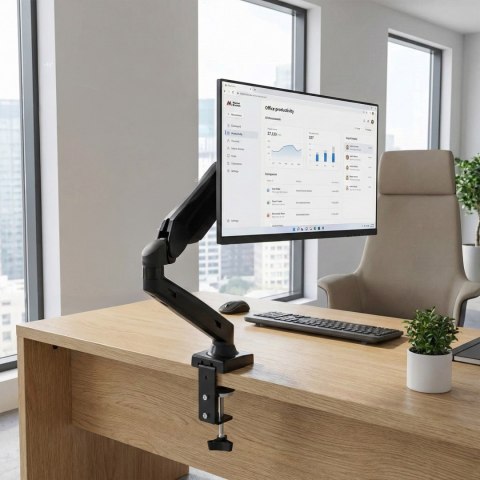 Uchwyt do monitora Maclean, sprężyna gazowa, 13"-27", 8 kg, czarny, MC-860