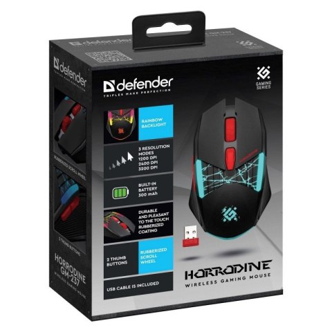 DEFENDER MYSZ GM-237 HORRODINE RF 3200dpi 6P CZARNA Defender