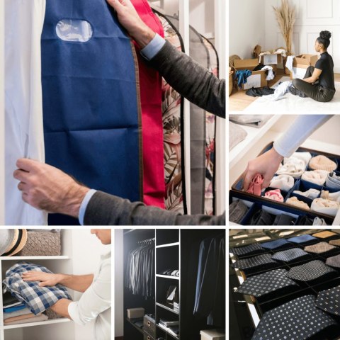 BLUE niebieski organizer na płaszcz 65x135cm Kamai Ordinett