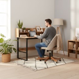 Biurko komputerowe 120x60 cm nadstawka 5 półek jasny dąb loftowe ModernHome ModernHome