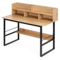 Biurko komputerowe 120x60 cm nadstawka 5 półek jasny dąb loftowe ModernHome ModernHome