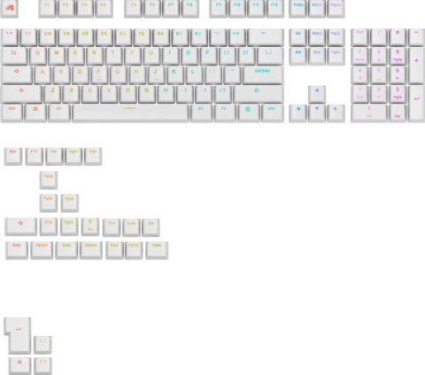 Glorious Podświetlane GPBT, układ ANSI (USA), PBT, Dye-Sub - biały GLORIOUS