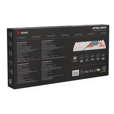SAVIO KLAWIATURA MAGNETYCZNA ASTRAL WHITE OUTEMU WHITE JADE RGB 3 KOLORY KEYCAPÓW SAVIO