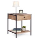 Szafka nocna z szufladą i półką stolik kawowy jasny dąb loftowy ModernHome ModernHome
