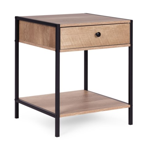 Szafka nocna z szufladą i półką stolik kawowy jasny dąb loftowy ModernHome ModernHome
