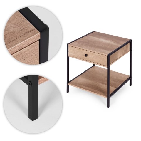 Szafka nocna z szufladą i półką stolik kawowy jasny dąb loftowy ModernHome ModernHome