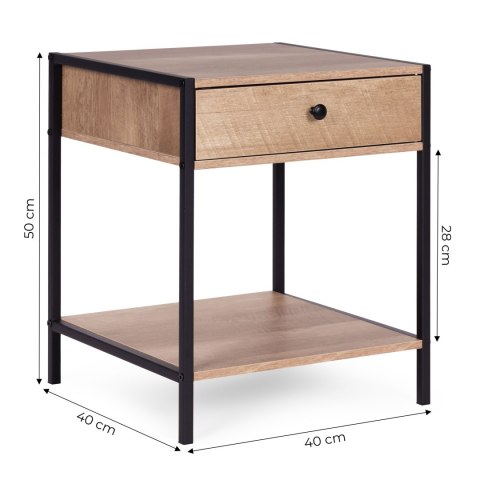 Szafka nocna z szufladą i półką stolik kawowy jasny dąb loftowy ModernHome ModernHome