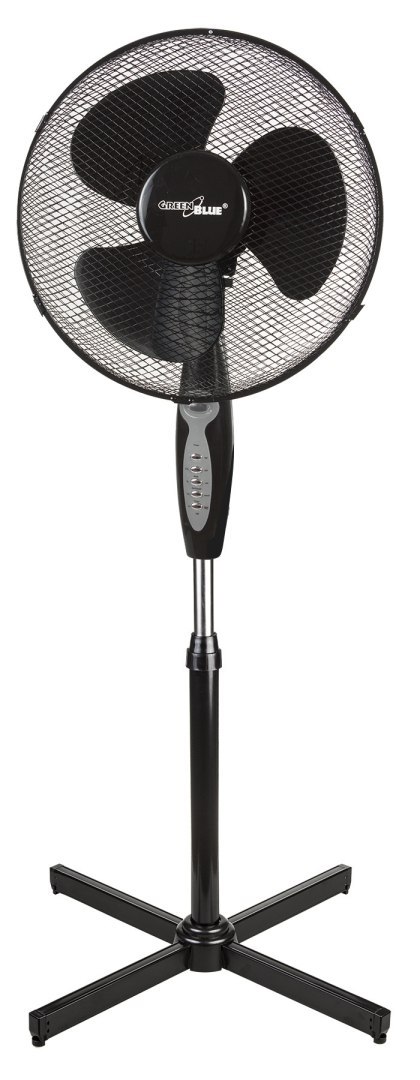 Wentylator podłogowy GreenBlue, 40W, 3 poziomy siły nawiewu, 1.25m wysokości 1,5m przewodu, z pilotem i timerem do 7,5h, GB580 GreenBlue