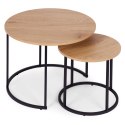 Zestaw stolików kawowych 2 szt. okrągłe jasny dąb loftowe ModernHome ModernHome