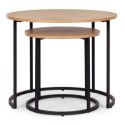 Zestaw stolików kawowych 2 szt. okrągłe jasny dąb loftowe ModernHome ModernHome