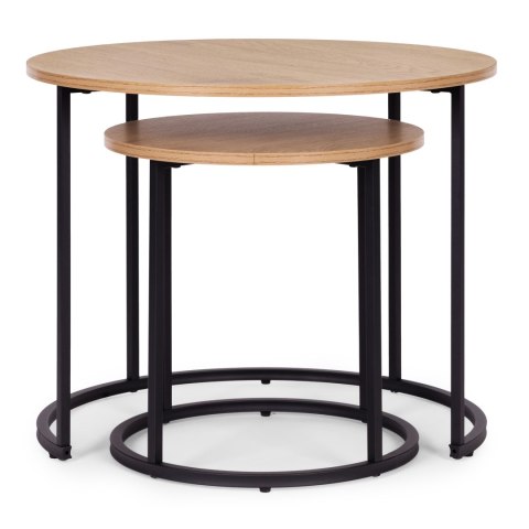 Zestaw stolików kawowych 2 szt. okrągłe jasny dąb loftowe ModernHome ModernHome