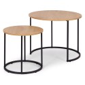 Zestaw stolików kawowych 2 szt. okrągłe jasny dąb loftowe ModernHome ModernHome