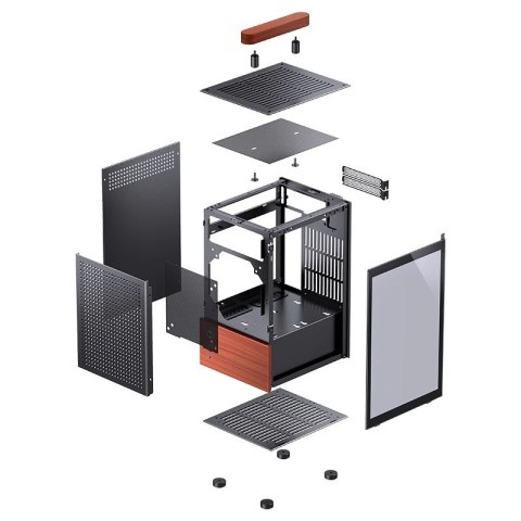 Obudowa Jonsbo T6, Mini-Tower, Mini-ITX, Tempered Glass, Holz - czarna Jonsbo