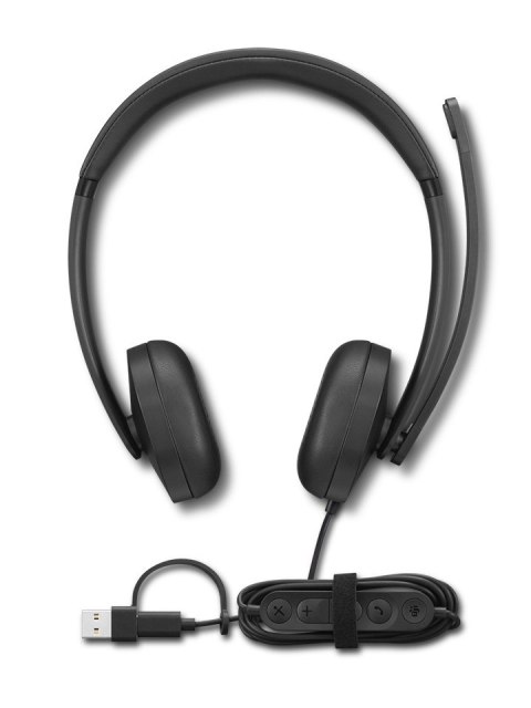 Przewodowy zestaw słuchawkowy VoIP Lenovo 5000 z mikrofonem, USB A/C, Czarny Lenovo