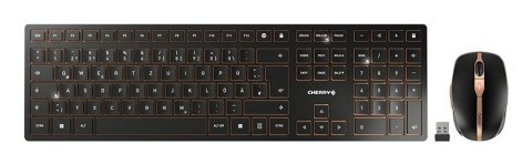 CHERRY DW 9100 SLIM klawiatura Dołączona myszka Uniwersalne RF Wireless + Bluetooth QWERTZ Niemiecki Czarny Cherry