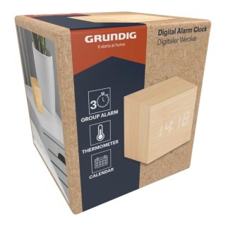 Grundig - Cyfrowy budzik LED z termometrem i kalendarzem (jasny brąz) Grundig