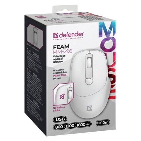 DEFENDER MYSZ FEAM MM-296 RF SILENT BIAŁA Defender