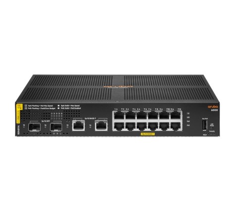 HPE Aruba Networking Aruba 6000 12G Class4 PoE 2G/2SFP 139W Zarządzany L3 Gigabit Ethernet (10/100/1000) Obsługa PoE 1U High Peak