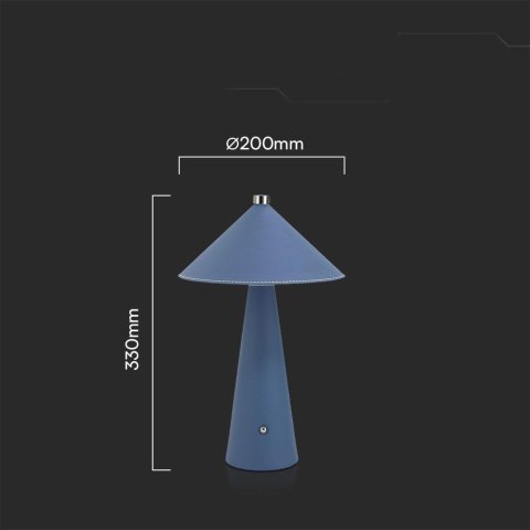 Lampka biurkowa nocna V-TAC 3W LED 33cm CCT ładowanie USB-C ściemnianie niebieska skóra VT-10117 3000K-6000K 240lm