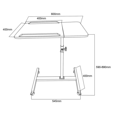 MACLEAN MOBILNE BIURKO/STAND NA LAPTOP, BIAŁE, REGULACJA WYSOKOŚĆ 59-89CM, MAX. 30KG MC-121 W Maclean