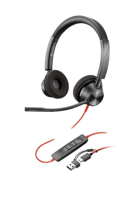 Poly Blackwire 3320 Stereo USB-C Headset +USB-C/A Adapter 8X219AA POLY