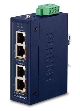 PLANET Industrial 2-port 10/100/1000T Gigabit Ethernet Obsługa PoE Niebieski Planet