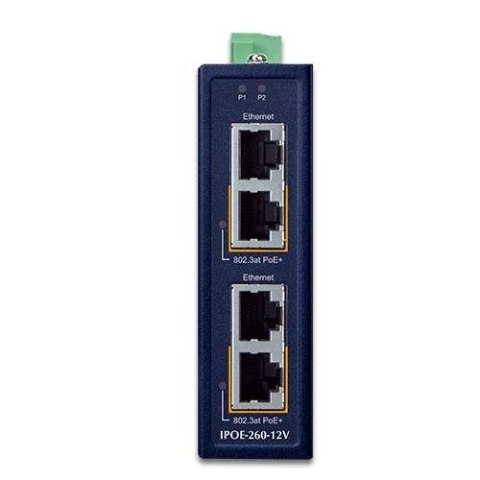 PLANET Industrial 2-port 10/100/1000T Gigabit Ethernet Obsługa PoE Niebieski Planet