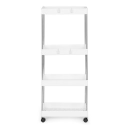 Plastikowy regał łazienkowy z 4 półkami kółka biały ModernHome ModernHome