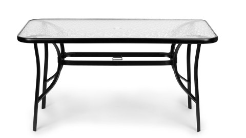 Stół ogrodowy 160x90 cm szkło hartowane duży blat na taras ogród otwór na parasol MultiGarden MultiGarden