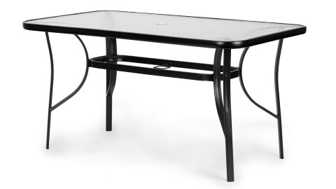 Stół ogrodowy 160x90 cm szkło hartowane duży blat na taras ogród otwór na parasol MultiGarden MultiGarden