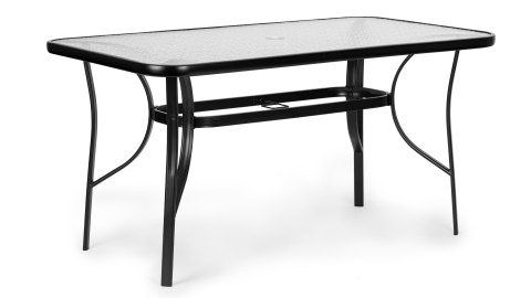 Stół ogrodowy 160x90 cm szkło hartowane duży blat na taras ogród otwór na parasol MultiGarden MultiGarden