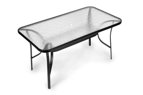 Stół ogrodowy 160x90 cm szkło hartowane duży blat na taras ogród otwór na parasol MultiGarden MultiGarden