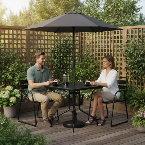 Stolik ogrodowy kwadratowy 80 cm szkło hartowane otwór na parasol czarny MultiGarden MultiGarden