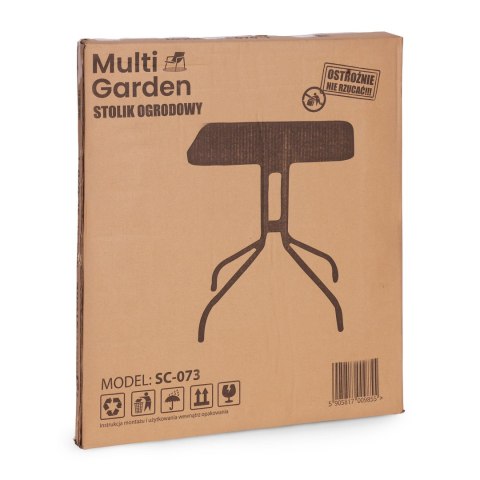 Stolik ogrodowy kwadratowy 80 cm szkło hartowane otwór na parasol czarny MultiGarden MultiGarden