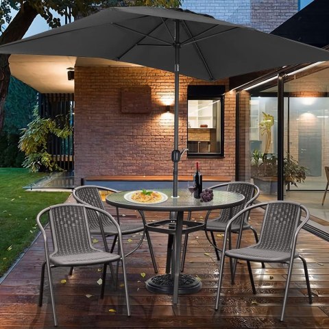 Stolik ogrodowy okrągły 105 cm na taras ogród balkon szkło hartowane otwór na parasol MultiGarden MultiGarden