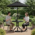 Stolik ogrodowy okrągły 80 cm szkło hartowane otwór na parasol czarny MultiGarden MultiGarden