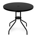 Stolik ogrodowy okrągły 80 cm szkło hartowane otwór na parasol czarny MultiGarden MultiGarden