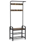 Wieszak stojak na ubrania regał na buty drewniany LOFT LEOBERT