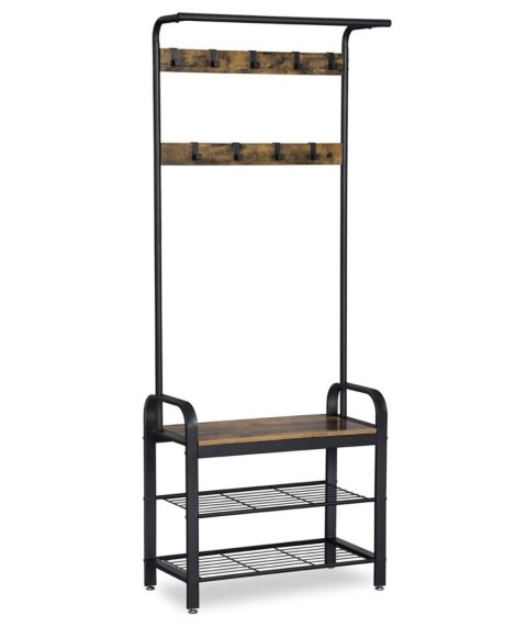 Wieszak stojak na ubrania regał na buty drewniany LOFT LEOBERT