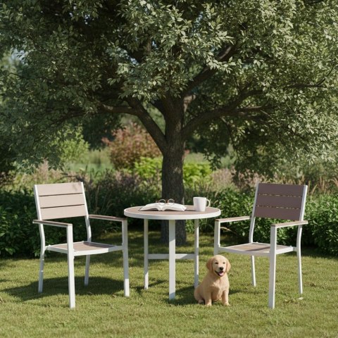 Zestaw 2 krzeseł ogrodowych na taras balkon stal HDPE - białe MultiGarden MultiGarden