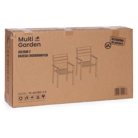 Zestaw 2 krzeseł ogrodowych na taras balkon stal HDPE - białe MultiGarden MultiGarden