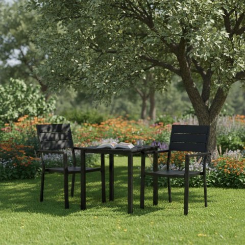 Zestaw 2 krzeseł ogrodowych na taras balkon stal HDPE - czarne MultiGarden MultiGarden