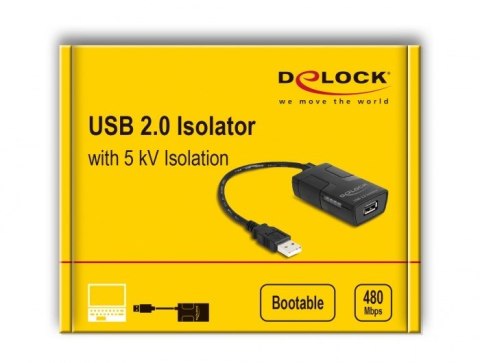 DeLOCK Izolator USB 2.0 Typu-A męski na żeński z izolacją 5 kV dla linii przesyłu danych DELOCK