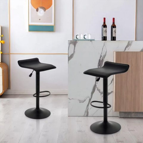 Hoker stołek barowy obrotowy podnóżek regulacja wysokości czarny ekoskóra ModernHome ModernHome