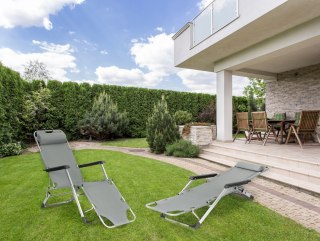 Leżak fotel ogrodowy plażowy składany 2w1 leżanka szary MultiGarden MultiGarden