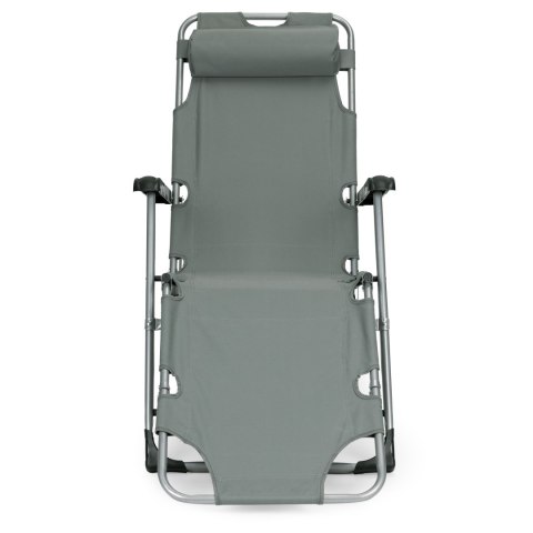 Leżak fotel ogrodowy plażowy składany 2w1 leżanka szary MultiGarden MultiGarden