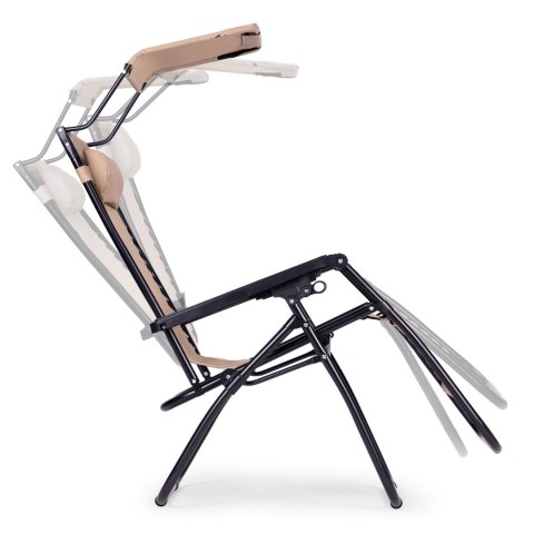 Leżak ogrodowy plażowy regulacja oparcia ruchomy daszek MultiGarden - beżowy MultiGarden