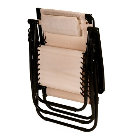 Leżak ogrodowy plażowy regulacja oparcia ruchomy daszek MultiGarden - beżowy MultiGarden